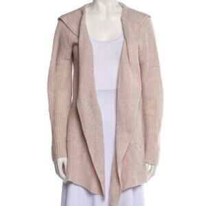 Autumn Cashmere Neutral Ribbed Open Front Cardigan Size S